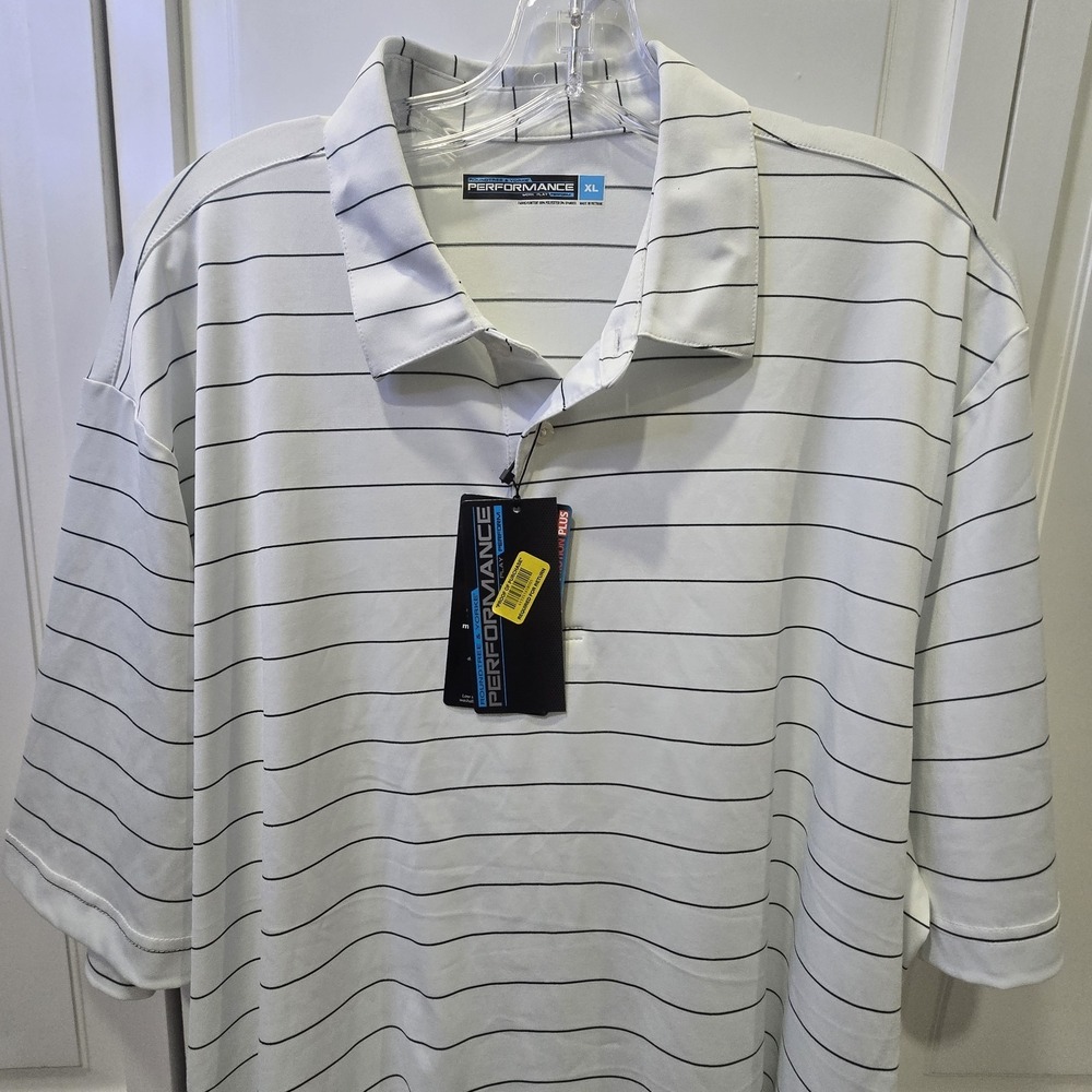 Roundtree & Yorke Performance Golf Polo Shirt Mens Size XLarge Black & White NWT